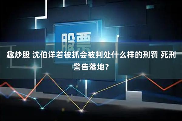 趣炒股 沈伯洋若被抓会被判处什么样的刑罚 死刑警告落地？