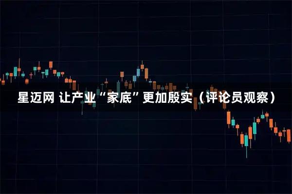 星迈网 让产业“家底”更加殷实(评论员观察)