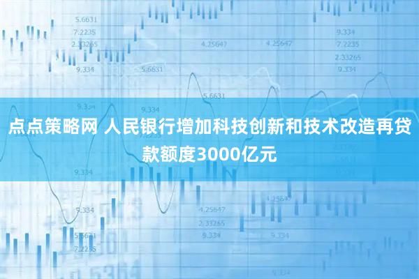 点点策略网 人民银行增加科技创新和技术改造再贷款额度3000亿元